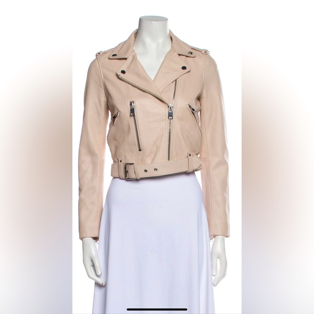 Maje Lamb Leather Blush/Nude Jacket - 38